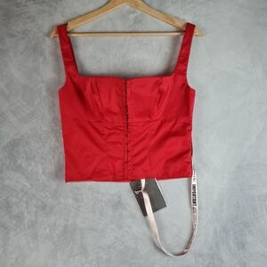 House of CB Corset Top Womens Medium Red Pia Bustier Crop Camisole Tank New